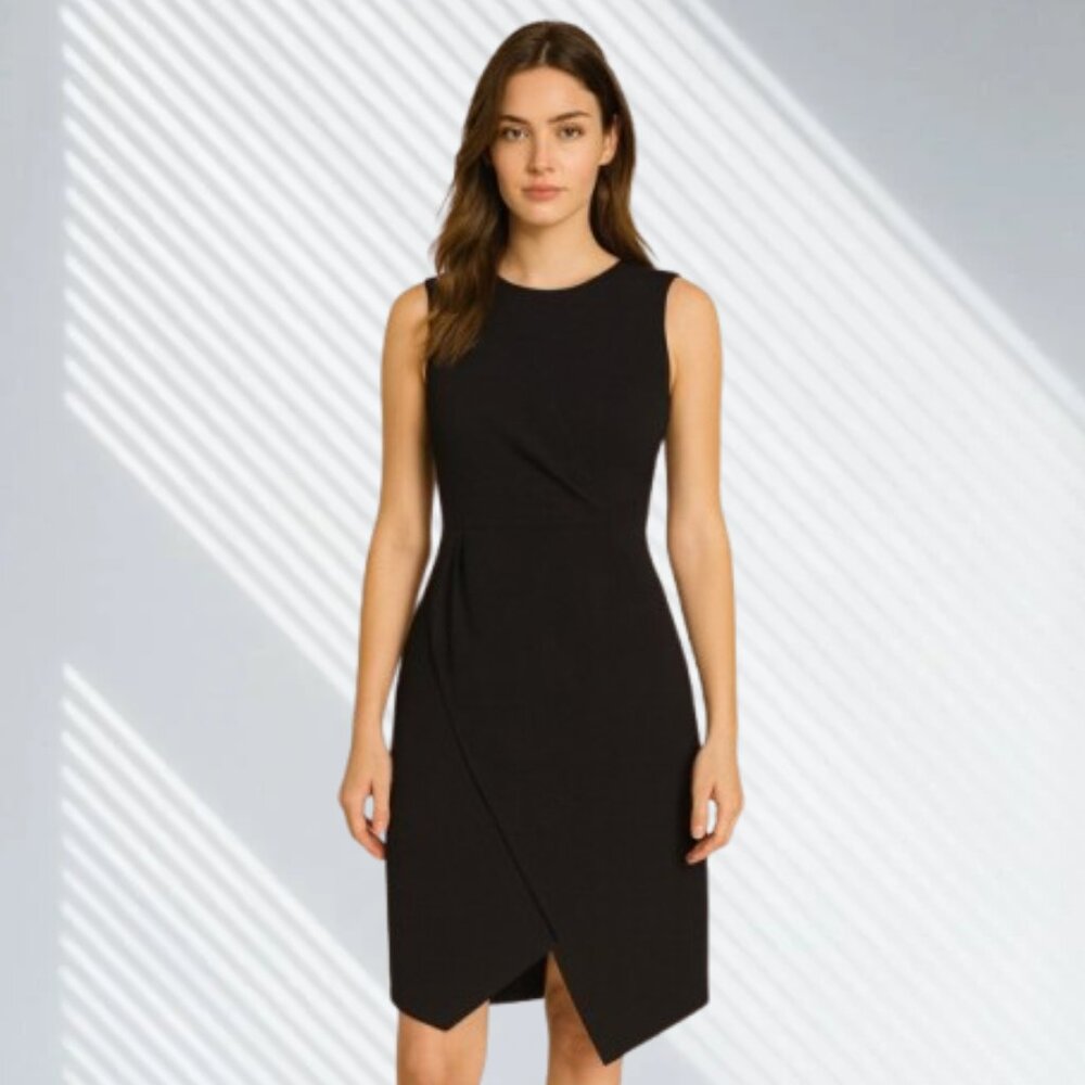 J Crew Dress Black Sleeveless Dress With V Hem Size 12P